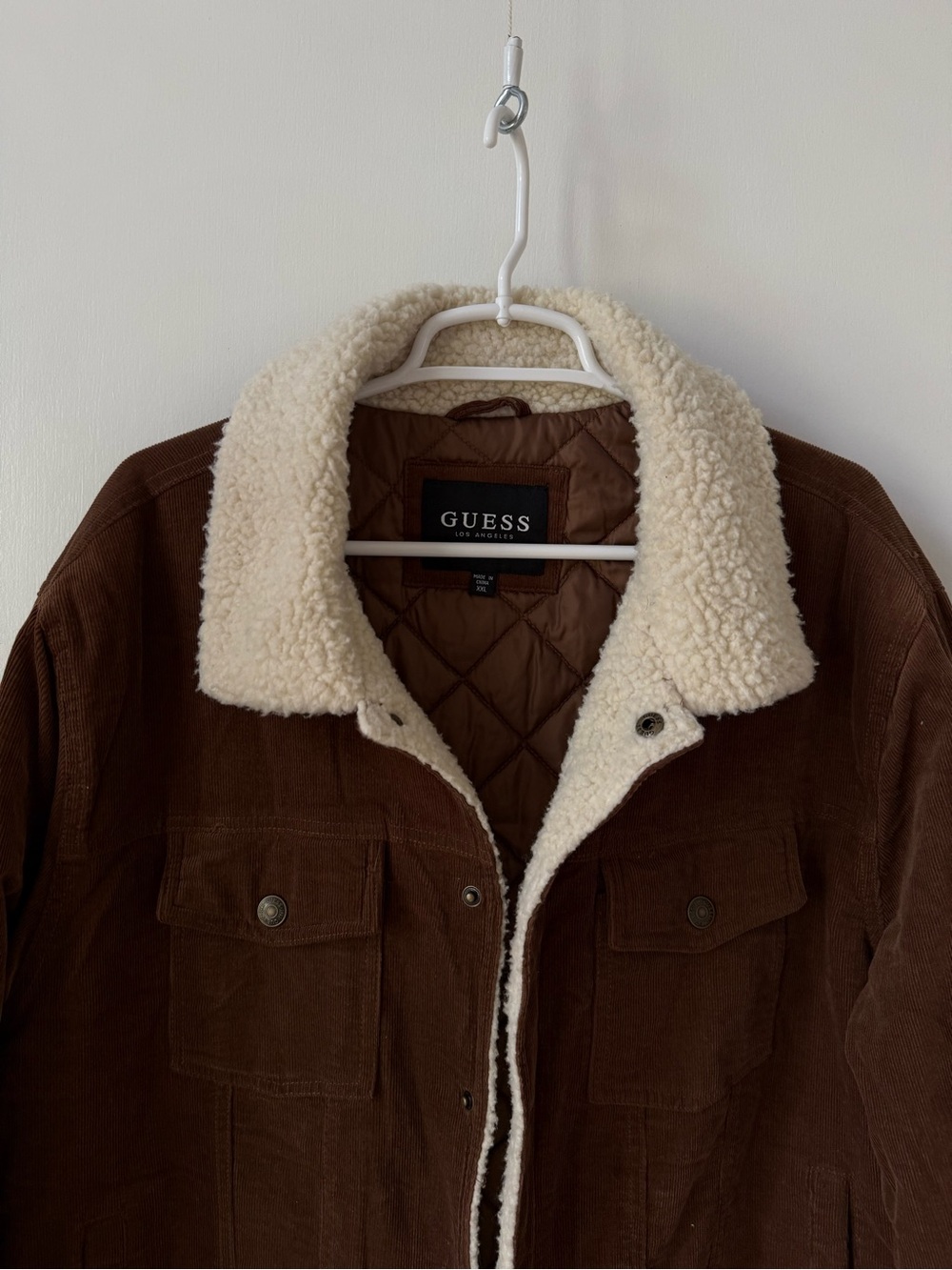 GUESS Brown Corduroy Sherpa Trucker Jacket - Picture 6 of 13